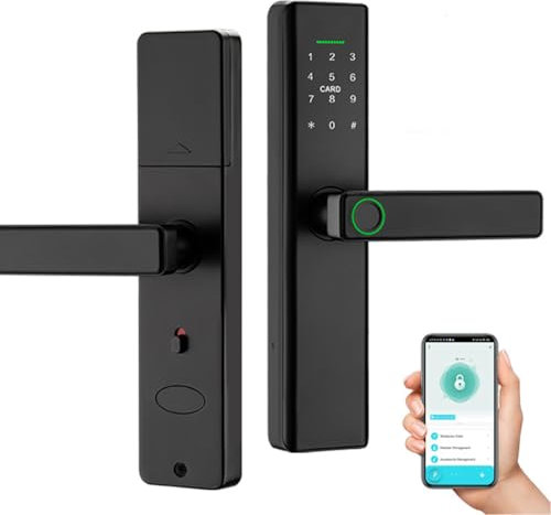 Xenocam Serrure de porte intelligente, entrée sans clé, écran tactile numérique biométrique, serrure électronique avec clavier pour la maison, application gratuite, carte NFC, fonctionne avec