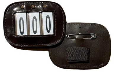 Competition Leather Number Holder 3 Digit for bridles and Saddle pads with Crocco Patent (Black)