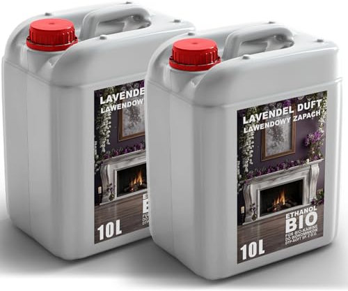 20L Premium Bioethanol 96,6% Rein - 2x10 Liter ökologischer Brennstoff für Ethanol-Kamine, saubere Verbrennung, rauchfrei, lebendige und stabile Flamme (Lavendelduft)