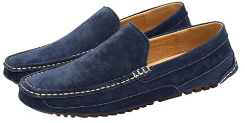 Generisch Loafer Slip On Slip-Ins Chaussures de loisirs confortables pour homme | Chaussures basses légères et légères | Chaussures d'été confortables et extra larges sans lacets, bleu, 47