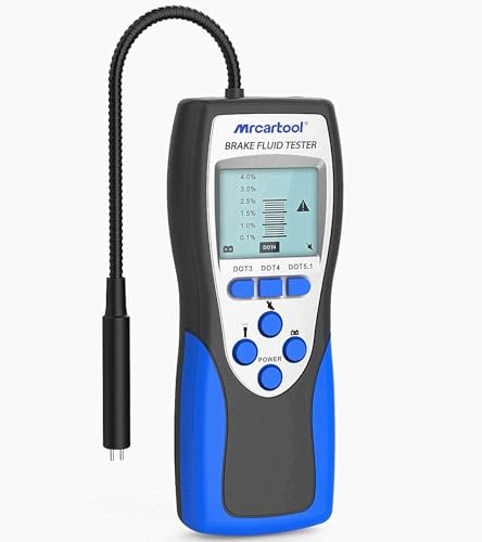 MR CARTOOL F60 Brake Fluid Tester, Automotive Digital Brake Fluid Detector Moisture Detecter for DOT3 DOT4 DOT5.1, High Precision Brake Fluid Liquid Tester with 9.8in Hose LCD Screen Audible Alarm