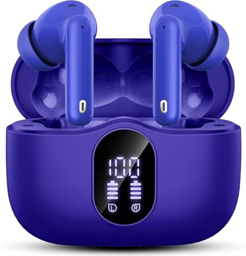 Auriculares Inalámbricos, Bluetooth 5.3 con HD Micrófono HiFi Estéreo Pantalla LED, Reducción de Ruido, 13 mm Controlador dinámico, IP7 Impermeable 36H Cascos Inalambricos