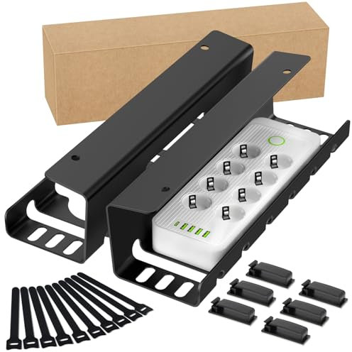 GLOSKIN Cable Management en 2 Pièces, Aucun Perçage Requis, Goulotte Passe Cable,Organisateur de Cable des Câbles pour Le Stockage des Câbles Au Bureau, à La Maison, sur Le Lieu de Travail, Noir