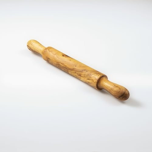 FB BeWood Mattarello Artigianale in Legno d'Ulivo da Cucina, Fatto a Mano, ideale per Impasti Pizza, Dolci e Pasta Fatta in Casa