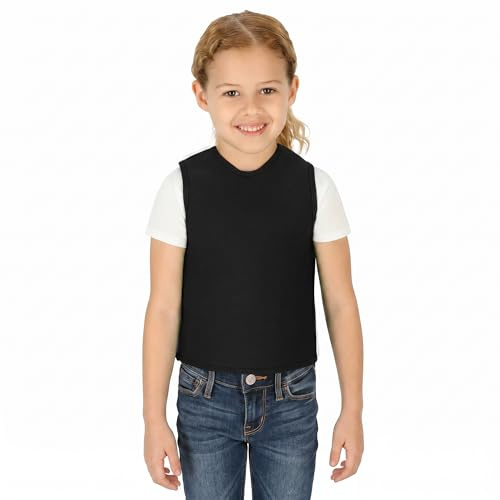 Tweens Sensory Compression Vest for Kids – Deep Pressure Comfort for Autism, ADHD, SPD – Calming, Breathable, Form-Fitting, Adjustable, Lightweight Sensory Clothing Vest for Children (Large, Black)