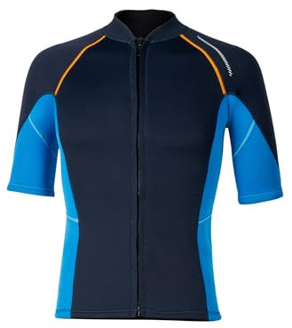 FEESHOW Herren 1.5mm Neoprenanzug Kurzarm Jacke Mit Reißverschluss Männer Tauchjacke Schwimmen Schnorcheln Surfen Oberteil Navy blau M