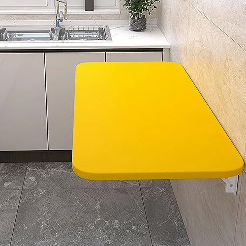 Kraftigt vikbart väggmonterat bord – platsbesparande multifunktionellt skrivbord för kök, tvättstuga, hem, bar och kontor – snygg gul design (120 x 30 cm)