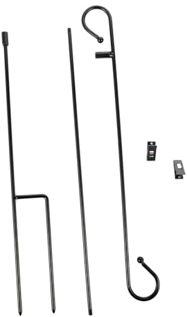 SHINEOFI 2 pièces Support de Hampe Drapeau Métal pour Jardin Résistant Au Vent avec Clips Porte-Drapeau Extérieur pour Décoration Jardin et Affichage Bannière