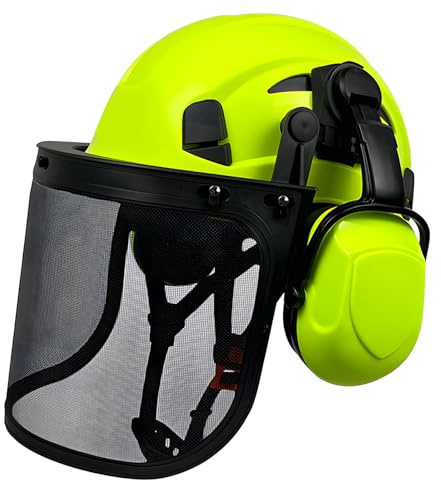 Casque Forestier À Haute Observabilité avec Écran Facial À Jeter Ventilé Contre L'effet Chapeau De Sécurité Auditive pour La Coupe Bois en Plein Air Casque Travail Forestier avec Conseiller