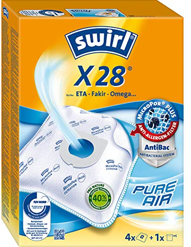 Swirl Y 93 MicroPor Plus Staubsaugerbeutel für Dirt Devil, Samsung, Severin Staubsauger, Anti-Allergen-Filter, 4 Stück inkl. Filter