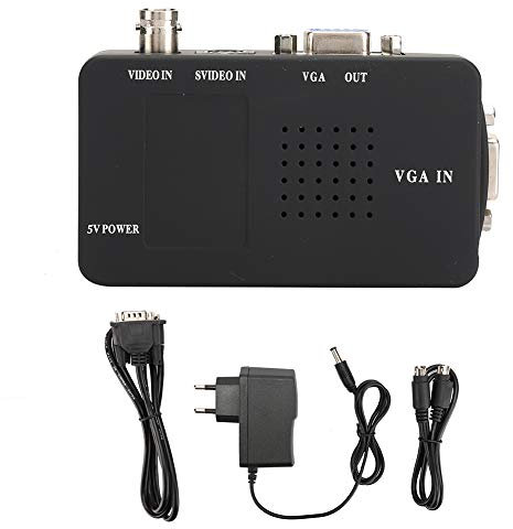 Socobeta Konverteradapter BNC S-Video zu VGA HD Konverteradapter für Computer PC EU-Stecker