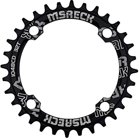 MSRECK Round Oval Chainring 104 BCD 32T 34T 36T 38T 40T 42T 44T 46T 48T 50T 52T Narrow Wide Single Chain Ring for Road Bikes, Mountain Bikes, BMX MTB Bike (Black Round, 46T)