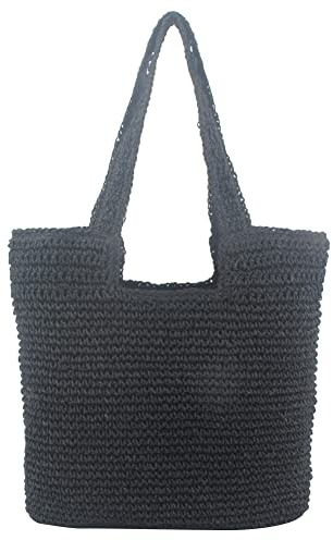 GSenhui Stroh Handtasche Geflochten, Strohtasche Sommer Strand Tasche Damen Bast Strandtasche Korbtaschen Basttaschen für Reisen Strand