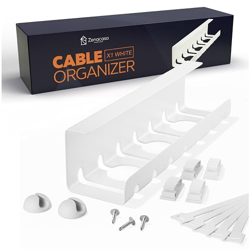 Zenacasa Chemin de Cable en Acier Blanc - Montage Facile - Rangement Cables Solide et Pratique