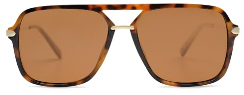 SOJOS Retro Sonnenbrille für Damen Herren,Polycarbonat Linse, Trendy Rechteckige Sonnenbrille 90er Jahre Schatten SJ2229 Tortoise Brown