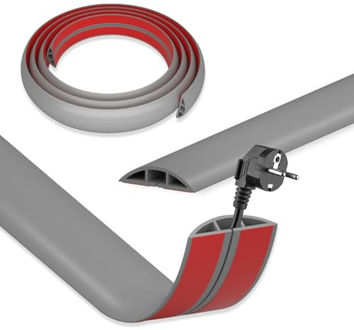 DIKARIYA Pasacables Suelo, 1M Canaleta Pasacables para Suelo, Protector de Cables para Suelo, Cubiertas de Suelo para Cables Autoadhesiva Montaje para Todos los Hogar, Oficina, Escuela, Almacén