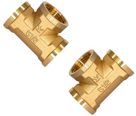 Shwdsy 2 Pièces Raccord en T 1/2, Raccord en T, G1/2 Zoll, Ø19 mm, DN15 1/2 Pouce en T, pour les Installations de Plomberie, de Chauffage et D'eau Potable