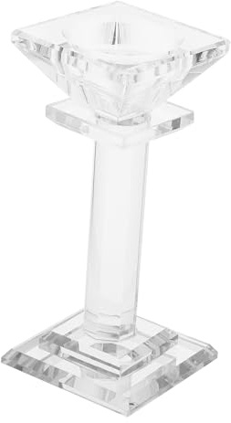 TOYANDONA Portacandele in Cristallo Monofiamma 6x6x15 Cm Stile Europeo, Candeliere Decorativo per Matrimonio e Arredamento Casa, Candelabro Chic Design Alto per Feste e Regalo