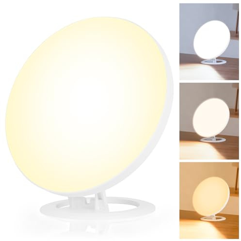 AOOWU Lampada per Terapia della Luce 30000 LUX, Lampada a Luce Diurna con 3 Temperature di Colore 10 livelli di Luminosità, Senza Raggi UV Lampada SAD Pieghevole a 90° per Ufficio/Casa