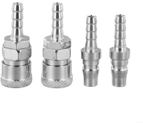 HomeVortex 4-Pack Quick Release Gas Hose, Connector, Zinc Alloy Copper Nozzle, with Shut-Off Valve for BBQ, RV and, for CARAVAN, Leak-Proof,High Pressure Fitting, Silver