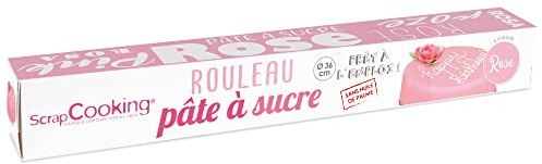 ScrapCooking - Rollfondant Rosa ⌀ 36 cm - Fondant Schwarz Ausgerollt 430 g - Tortendecke Fondantdecke Dekoration für Torten, Backen, Kuchen Geburtstag, Partys - Rosa - 7264