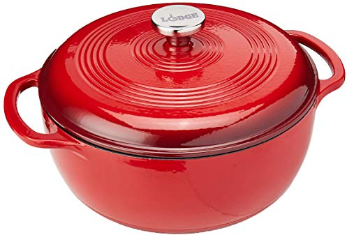 Lodge EC6D43 6 Qt. Island Spice Red Color Enamel Dutch Oven