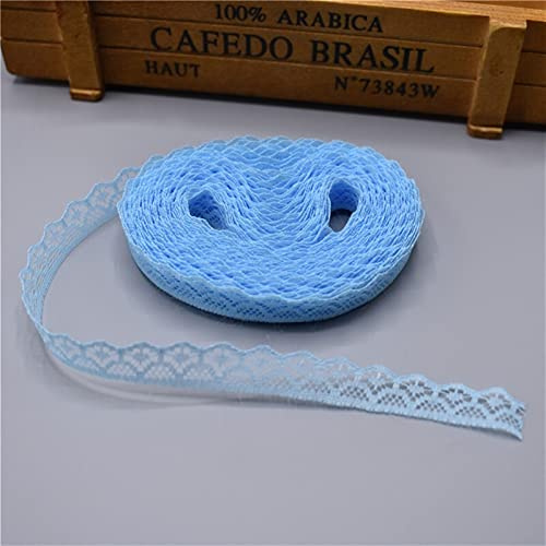 ALXY Dentelle, macramé, Ficelle 10 Verges Ruban Dentelle Bande Largeur 14mm Garniture en Tissu brodé Bricolage for la Couture Robe de Mariage Tissu de Dentelle décoration (Couleur : Sky Blue)