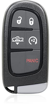 Unifizz Ersättare Smart Proximit nyckellös ingång fjärrkontroll nyckelbricka larm 5 knappar för Dodge för Ram 1500 2500 3500 2013-2019 Luftfjädring lastbil 2013-2018 46 chip svart 433MHz GQ4-54T