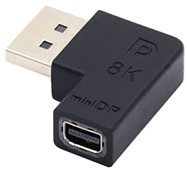 chenyang Connecteur DisplayPort 1.4 DisplayPort vers Mini DisplayPort 8K 60 Hz 4K 144Hz Adaptateur coudé à 90 degrés