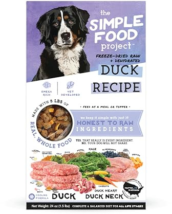 Simple Food Project - Duck Recipe - Freeze Dried Raw Food for Dogs - 24oz