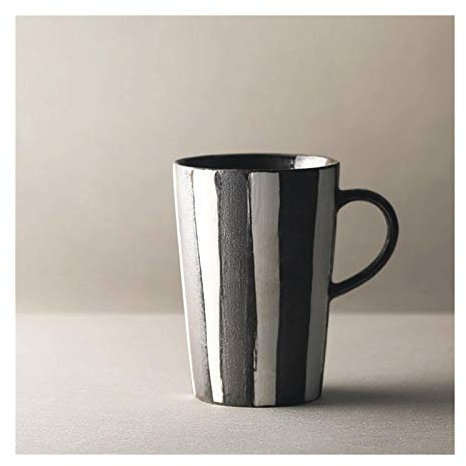 ESOUY Tazze da caffè in Ceramica, Tazza da caffè con Manico Grande ad Alta capacità Tazza in Ceramica per caffè, tè, Cacao e Bevande Vin brulè, Tazza da tè retrò a Strisce Bianche e Marroni (Dimen