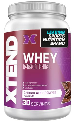 Poudre de protéine de lactosérum XTEND, 30 portions, brownie au chocolat | 20 g de protéines par portion pour la récupération post-entraînement et la croissance musculaire