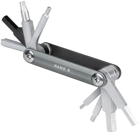 Topeak Nano 9 Multi-Tool – Compact CNC-Machined Bike Repair Tool with 9 Essential Functions, Aluminum-7075 Body, Chrome Vanadium Steel Bits, Lightweight & Pocket-Sized Design
