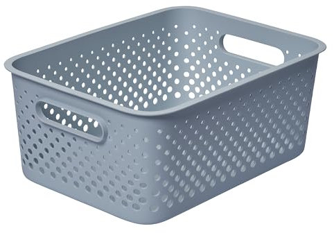 SmartStore Aufbewahrungskorb mit Griffen in blau 11,4L (36,5x27x15cm) I Körbchen Aufbewahrung aus recyceltem Kunststoff I Essence L Aufbewahrungskorb I Aufbewahrungsboxen mit 10 Jahren Garantie