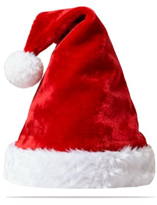 BAIYSFFG Santa Hat,Christmas Red Velvet Santa Hat Comfort Extra Thicken Classic Fur Holiday Xmas Hat for Kids and Adults Christmas New Year Party Supplies (Red -Adult)
