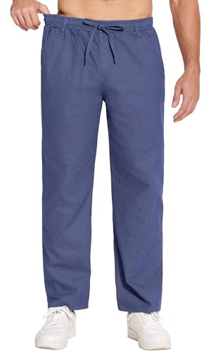 COOFANDY Pantalones casuales de corte clásico para hombre | Pantalones, pantalones con cordón, cintura elástica, ajuste holgado, clásico, básico
