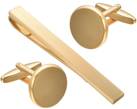 Asienice Goldene Krawattennadel Und Manschettenknöpfe Für Herren Gold Rund