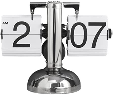 OVAQUIXI Digital Flip Down Clock, Analog Retro Table Clock, Quartz Movement Battery Operated White for Home Office Decor