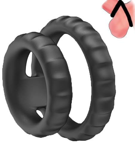 Manlig Silikon Dubbel Ring TillbehöR Med Anti Drop MöNster, Svart HöG Elasticitet TillbehöR FöR MuskelträNing - Y12
