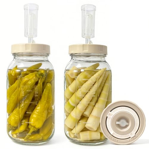 MFUSUL Vaso de fermentación de 2 litros para Kimchi, recipiente de fermentación con válvula de fermentación y peso para chucrut, Kimchi, Kombucha, Fruits and Vegetables, Pickled Sauerteigstarter