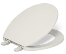 KOHLER K-4775-47 Brevia Round Toilet Seat with Quick-Release Hinges And Quick-Attach Hardware For Easy Clean, Almond
