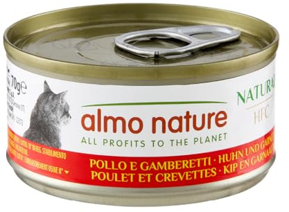 Almo Nature HFC Natural - Nourriture Humide pour Chat Adulte - Poulet et Crevettes - 70 g x 24 Boîtes