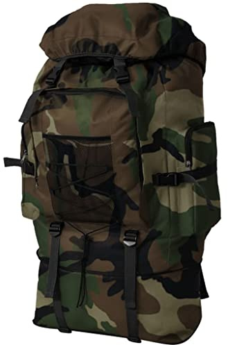 vidaXL Zaino Stile Militare Campeggio Gite Viaggio Idrorepellente 65 L Mimetico