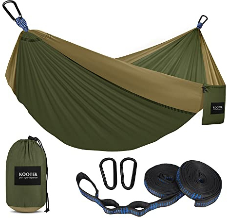 Kootek Camping Hammock 500 lbs Capacity, Portable Hammocks with Tree Straps & Attached Carry Bag, Camping Essentials Gear, Perfect for Outside Indoor Hiking Beach Backpack Travel
