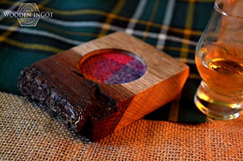 MINI SINGLE-HOLE WHISKY COASTER WITH WANEY EDGE AND WHISKY NOSING GLASS by Wooden Ingot