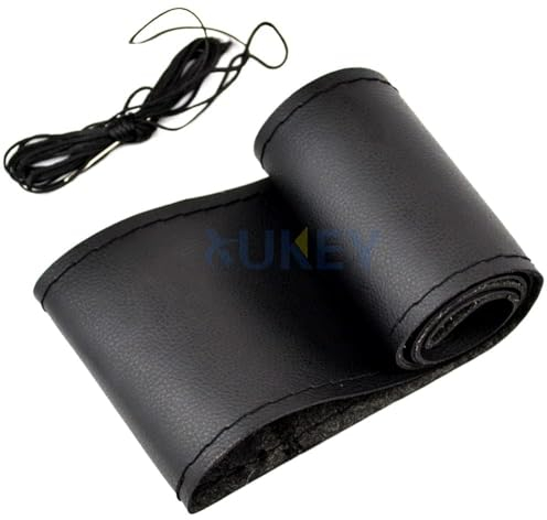 AUTOXBERT 38cm/15 Inch Hand Sewing Steering Wheel Cover Breathable Anti-Slip Leather Steering Wheel Cover for Nissan Qashqai Toyota Camry RAV4 VW Golf