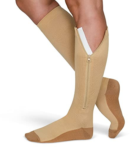 TheraMagic™ Zipper Compression Socks for Men & Women, 20-30mmHg Closed Toe Graduated Zippered Compression Stocking