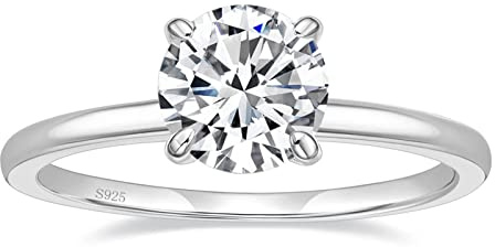 Zakk Ringe Damen Silber 925 Rosegold Gold Solitärring 1,5CT Rund Zirkonia Verlobungsringe Versprechen Heiratsantrag Ring (Silber,55 (17.5))