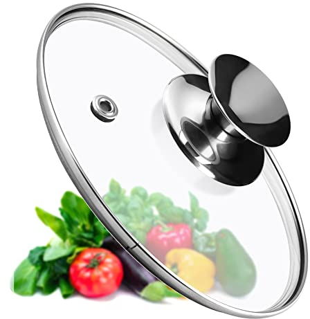 KADAX Coperchio per pentola, coperchio universale in vetro con manico in argento, coperchio resistente al calore in diverse misure, coperchio per padella, coperchio in vetro per pentola (14 cm)