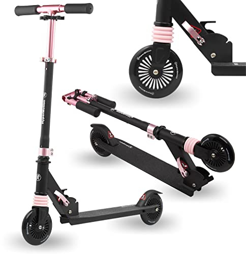 HyperMotion Patinete Ligero para Infantil de 4 a 9 Años – Scooter Plegable con Amortiguador - Ruedas 125 mm - Altura de Manillar Ajustable – ABEC7